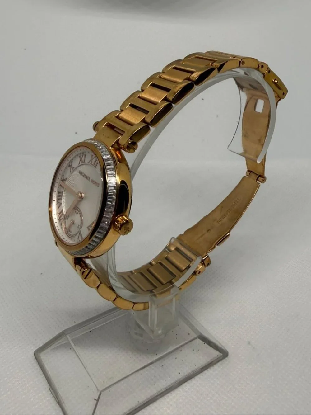 Michael Kors Skylar MK5971 Women Gold Baguette Crystal Roman Numeral 33MM Watch